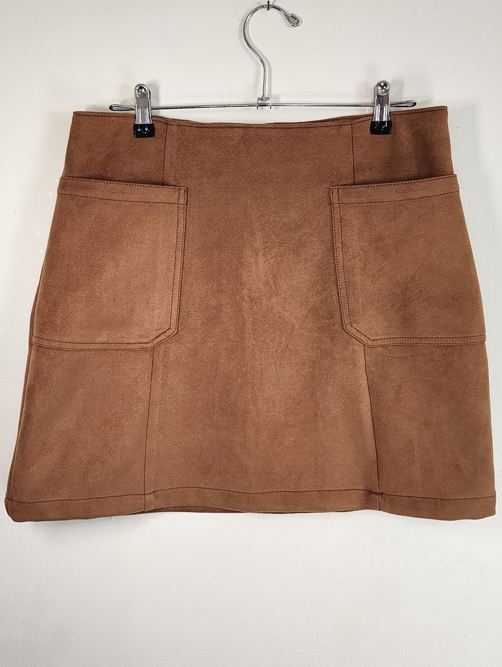 Maurices Camel Faux Suede A-Line Mini Skirt - Size 12 Large 32" Waist